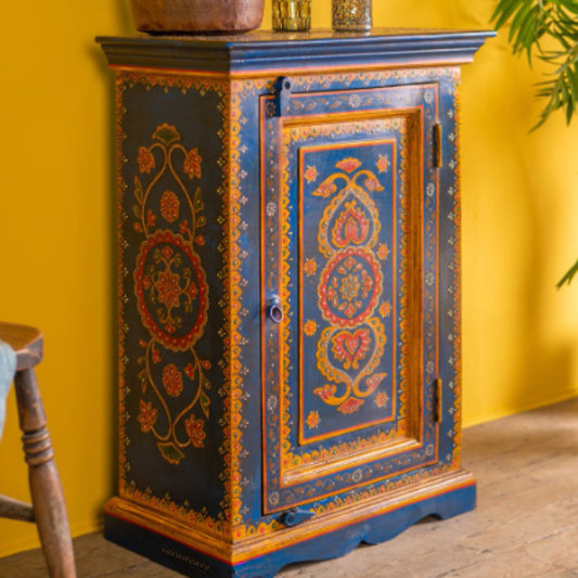 Satye Wooden Handpainted End Side Table | best wooden bedside table for storage | Furnweave