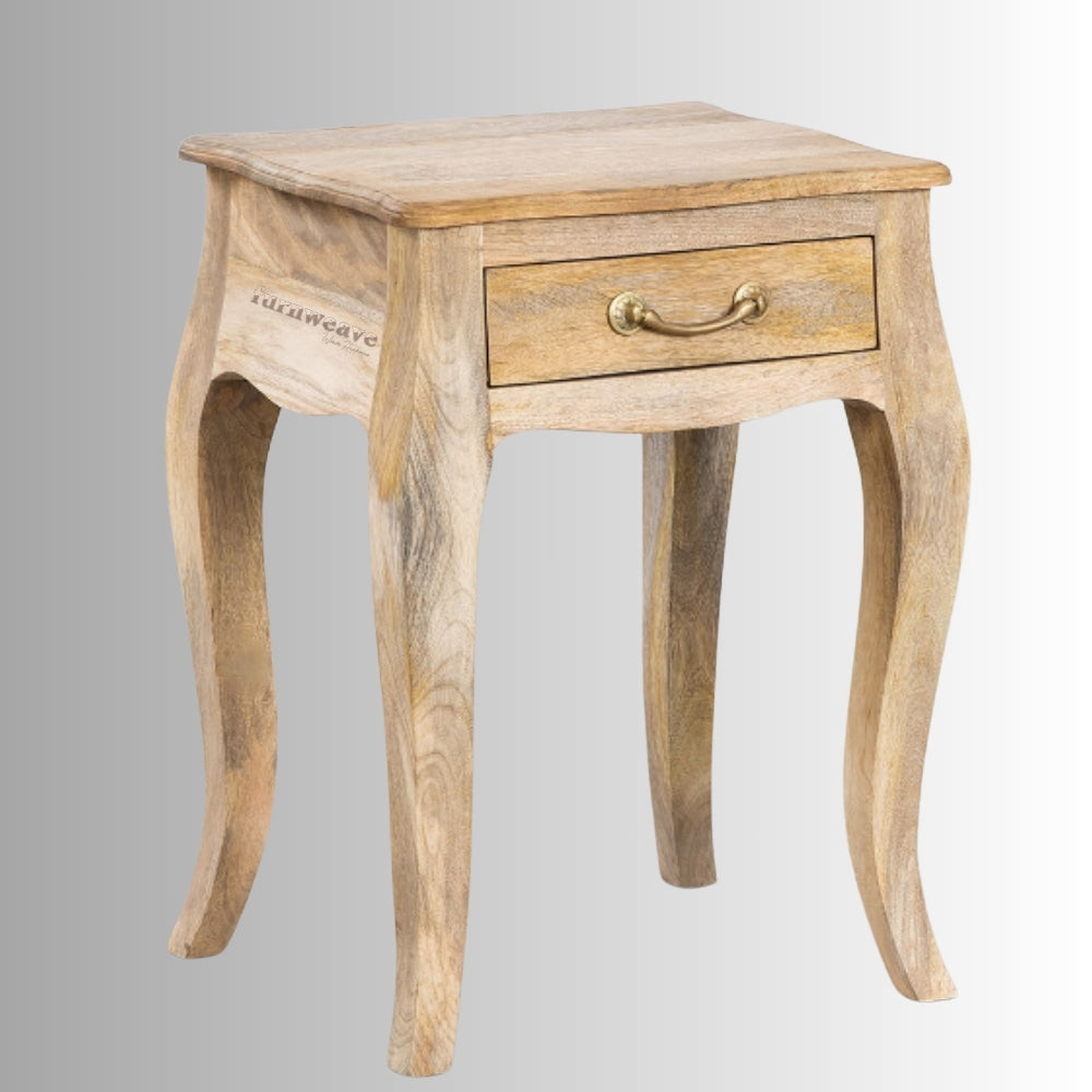 Pento Wooden Solid Wood Nightstand | wooden bedside table online | Furnweave