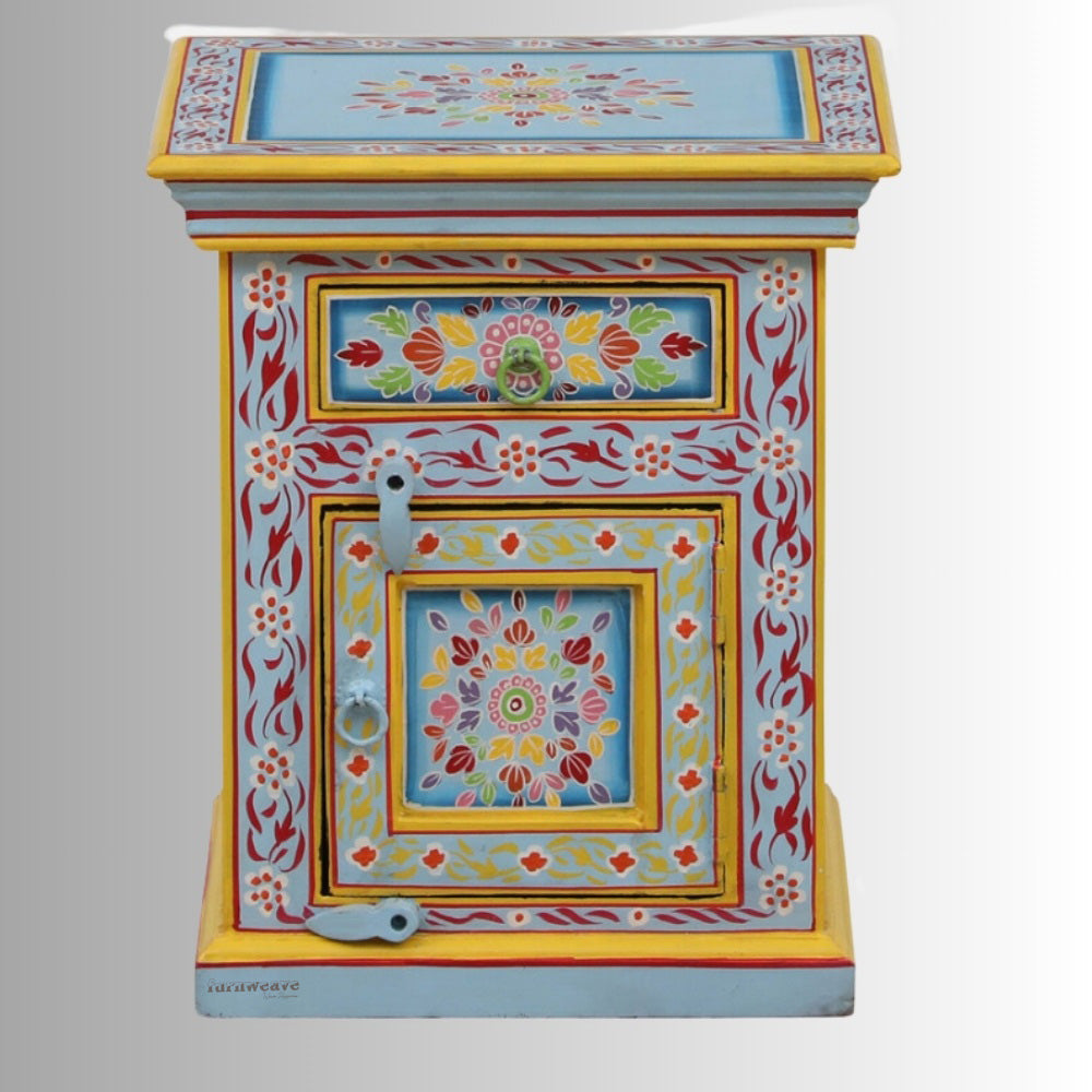 Keht Wooden Handpainted Side Table