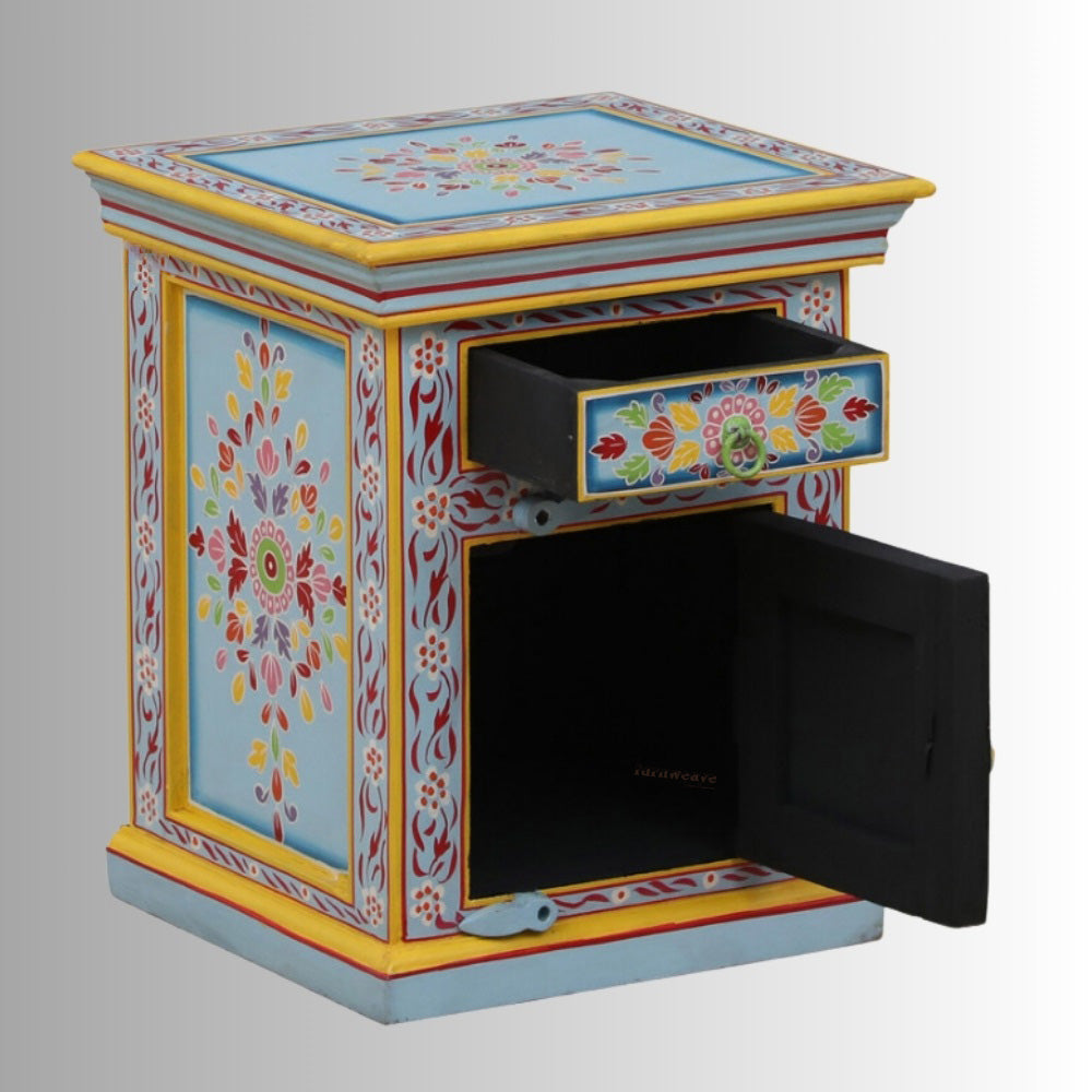 Keht Wooden Handpainted Side Table