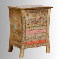 Lise Wooden Handpainted Side Table | Wooden Handpainted Furniture Online | Wooden Bedside Tables | Furnweave