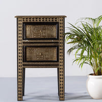 Hunika Wooden Side Table (Black) | Wooden Bedside Tables | Furnweave