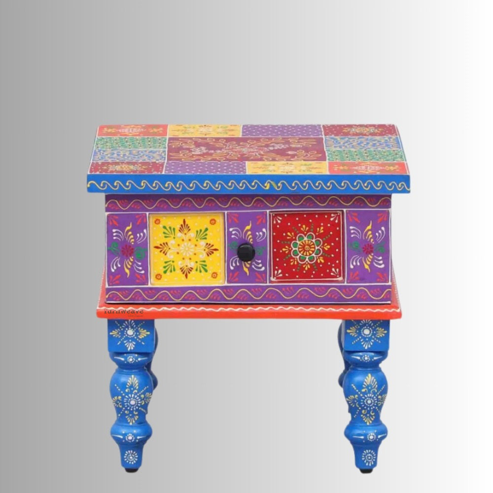 Everta Wooden Handpainted Side Table