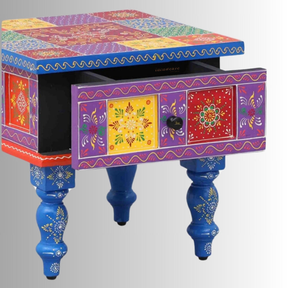 Everta Wooden Handpainted Side Table