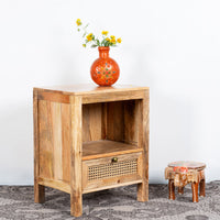 Safor Wooden Rattan Bedside (Natural)