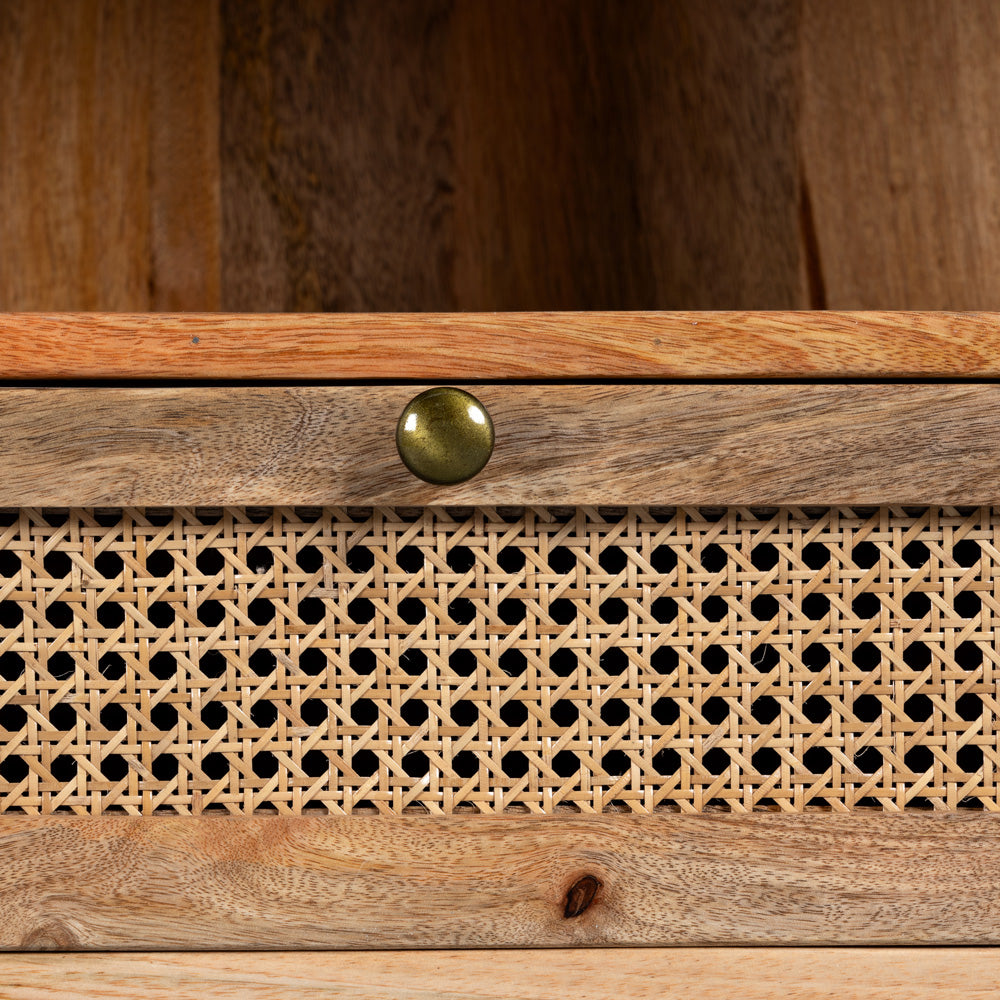 Safor Wooden Rattan Bedside (Natural)