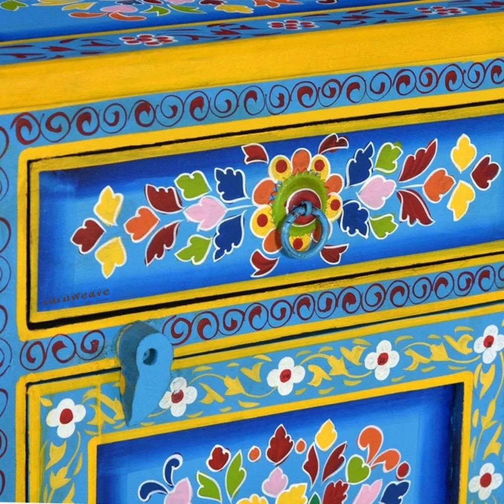 Crysta Wooden Handpainted Side Table (Model 2)