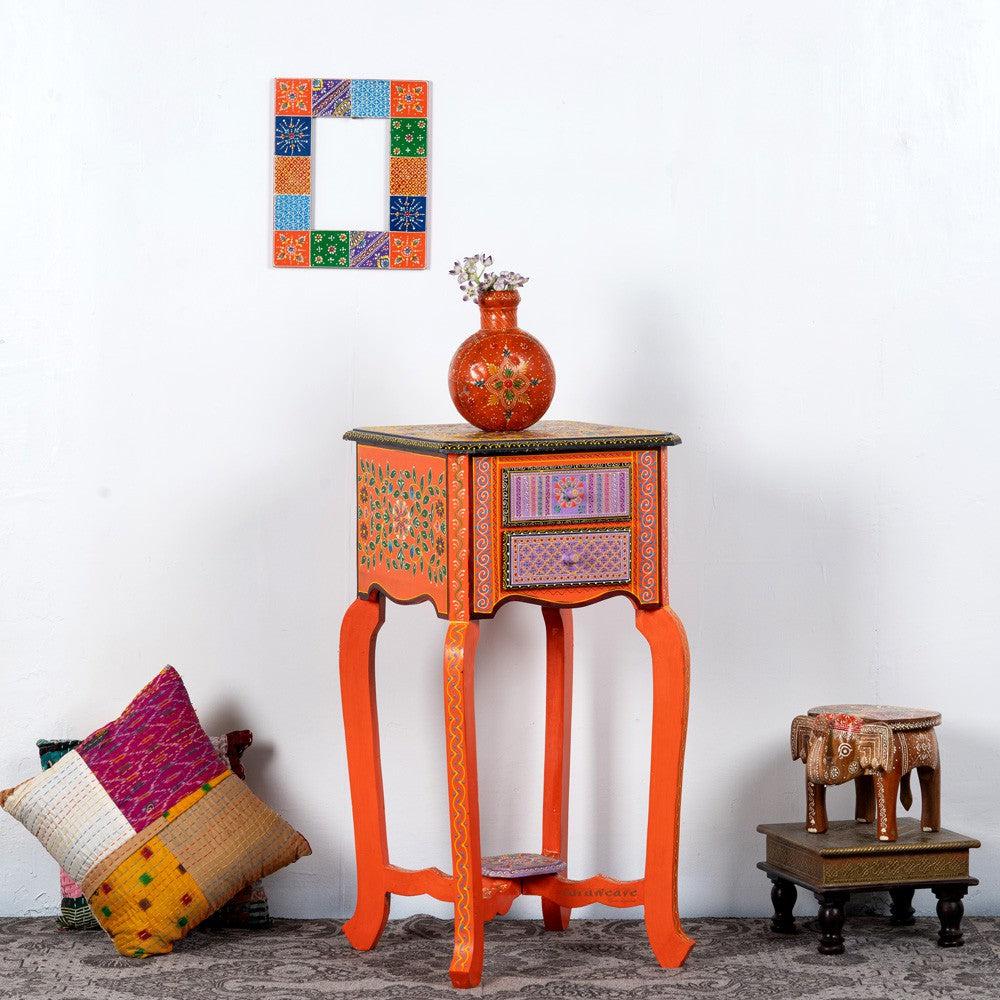 Viyom Wooden Handpainted Side Table