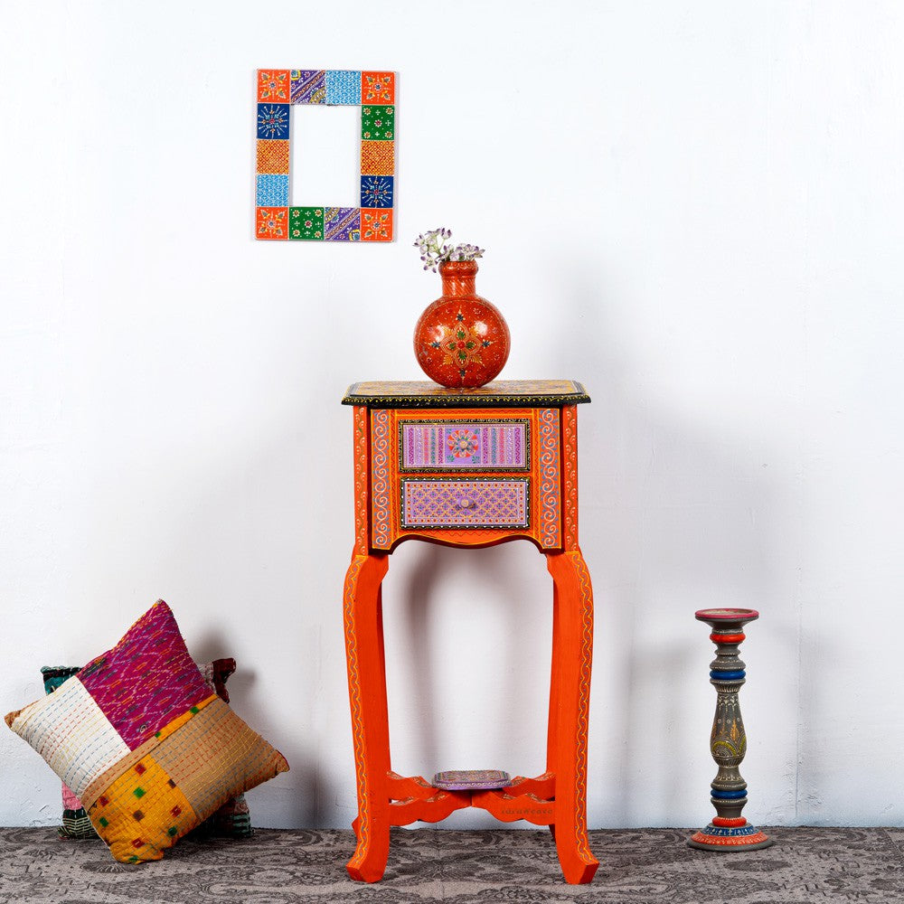 Viyom Wooden Handpainted Side Table