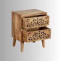 Gazin Wooden Carved Side Table (Natural)