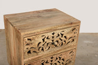 Gazin Wooden Carved Side Table (Natural)