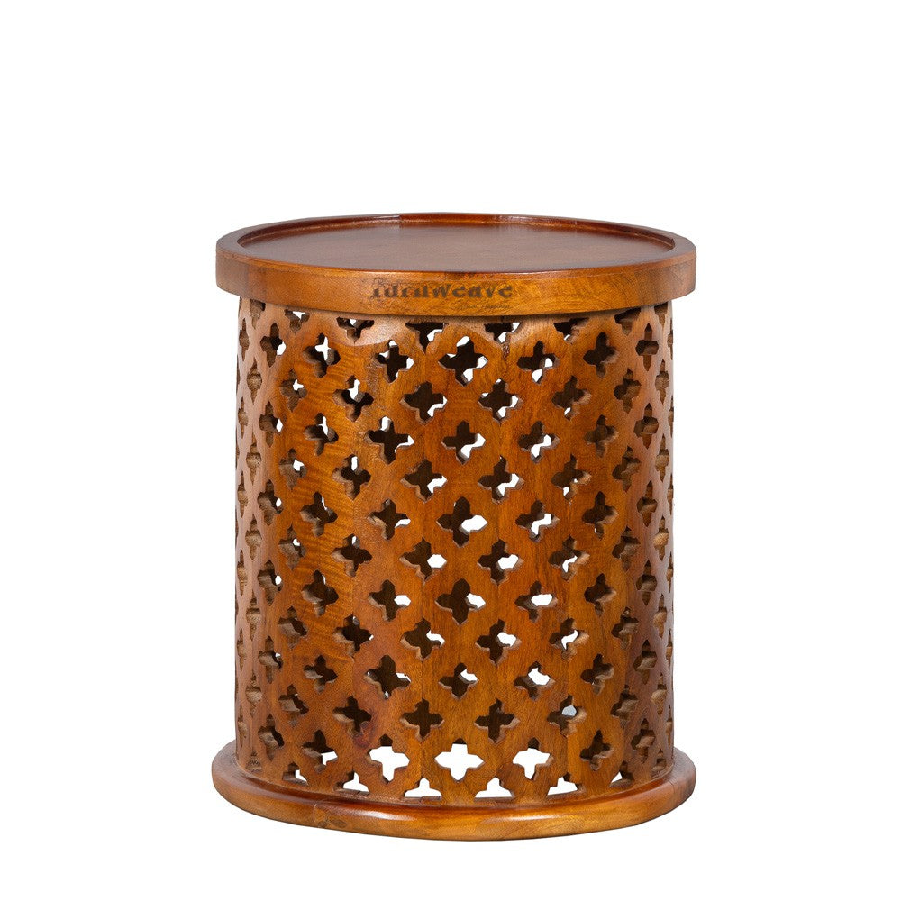 Jali Round Side Table (Teak)