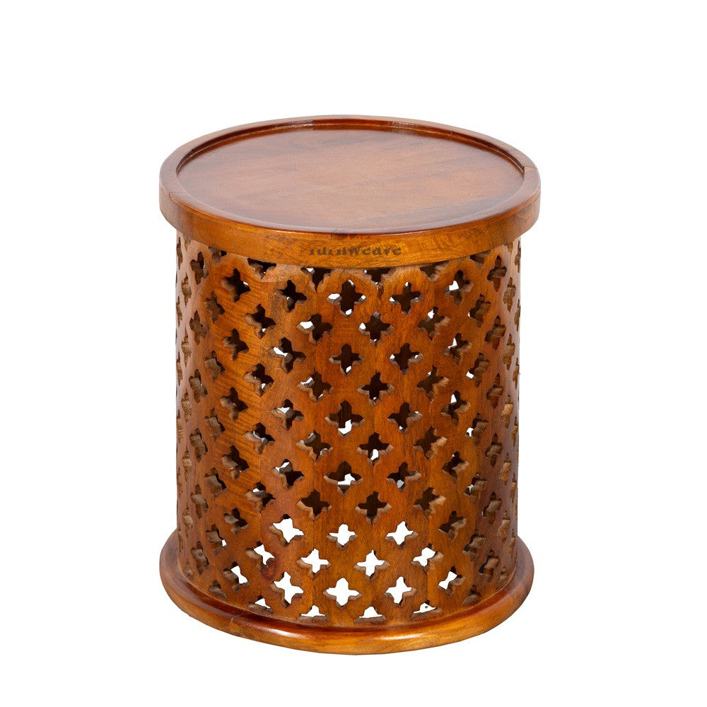 Jali Round Side Table (Teak)