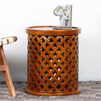 Jali Round Side Table (Teak)