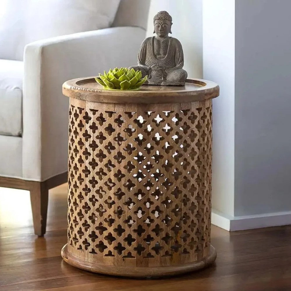 Jali Round Side Table (Natural)