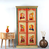 Raja Rani Wooden Handpainted Cupboard