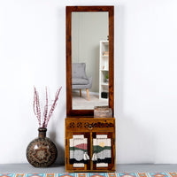 Bunai Solid Wood Handwoven Dressing Table with mirror (Teak)