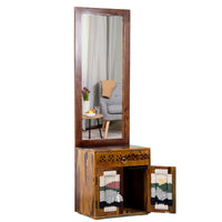 Bunai Solid Wood Handwoven Dressing Table with mirror (Teak)