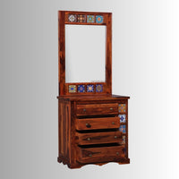 Raj Haveli Wooden Dressing Table Set (Teak)