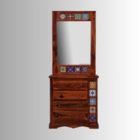 Raj Haveli Wooden Dressing Table Set (Teak)