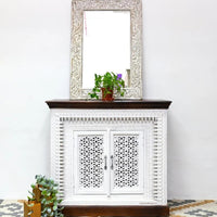 Eupera Wooden Dressing Table with Mirror Frame (White Distress)