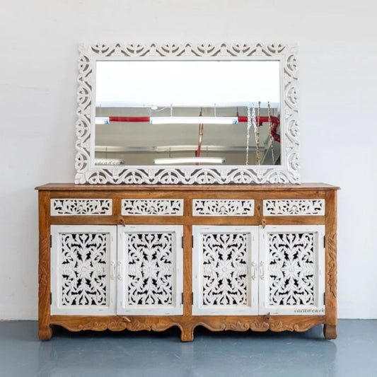 Atena Sideboard with Mirror Frame (White Brown)