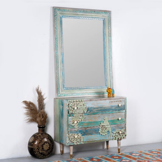 Shema Wooden Dressing Table with Mirror Frame