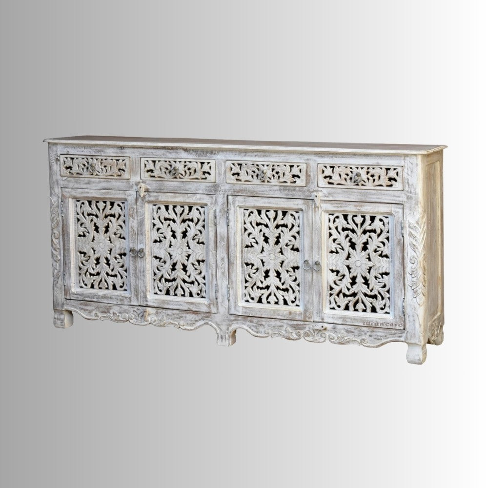 Atena Sideboard with Mirror Frame (White Distress)