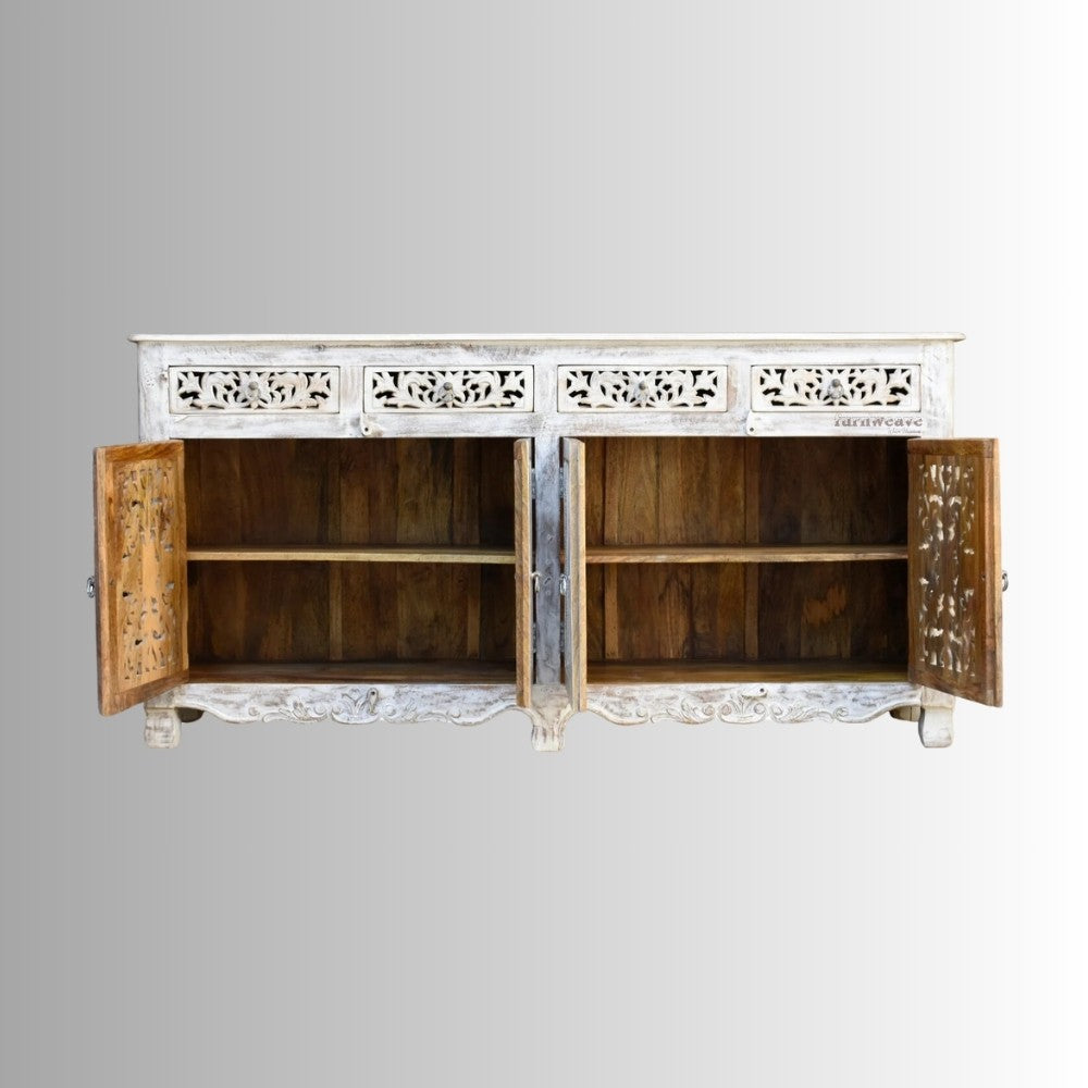 Atena Sideboard with Mirror Frame (White Distress)