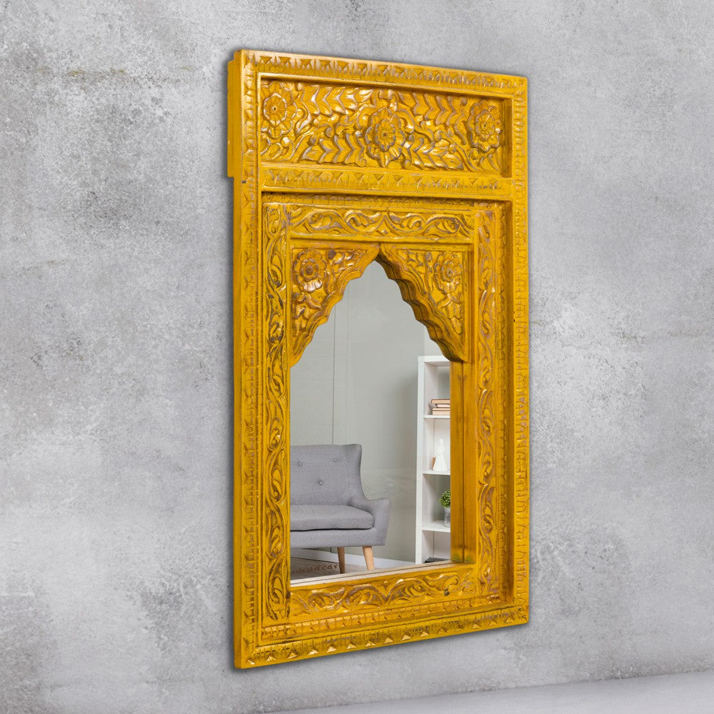 Biso Wooden Mirror Frame (Yellow Distress)