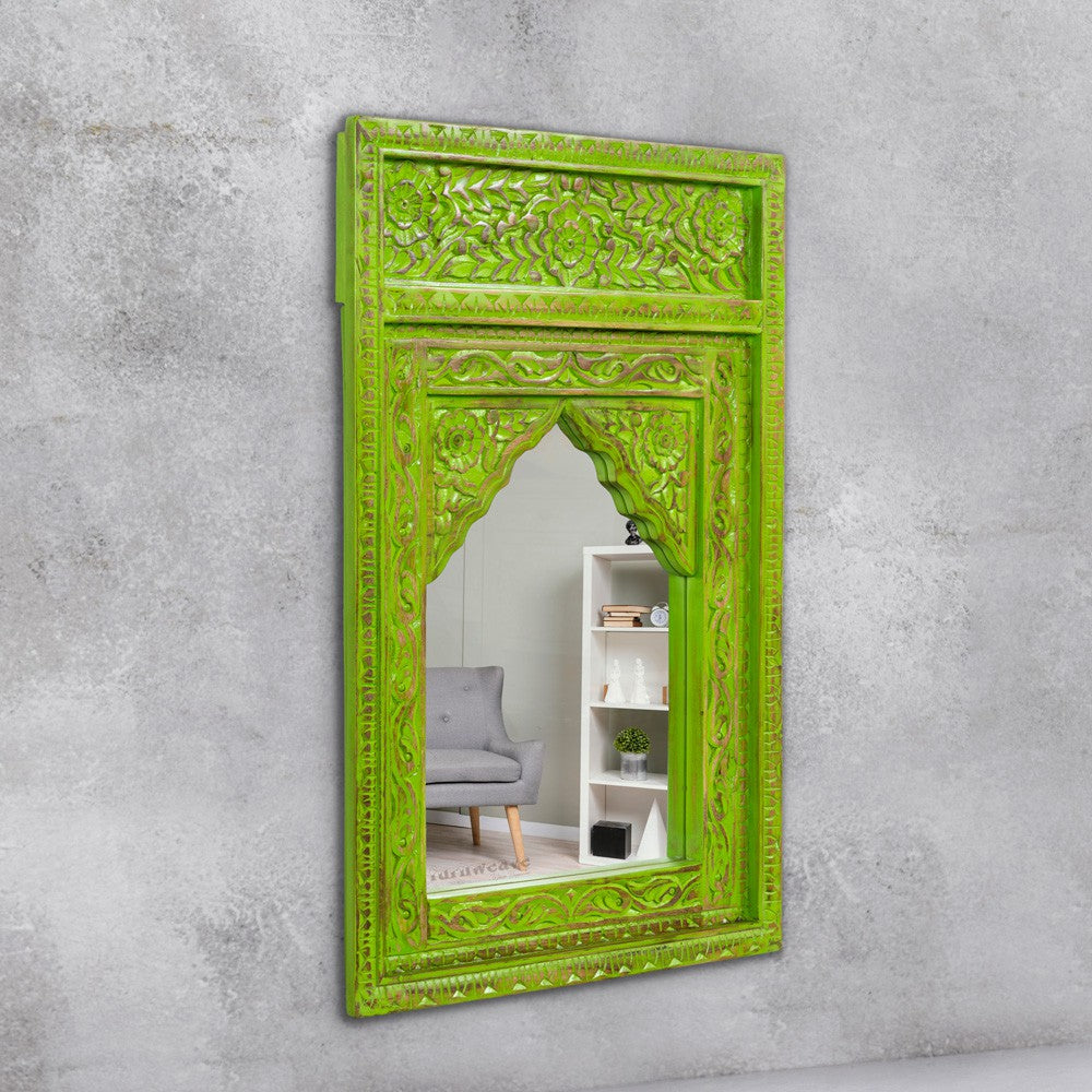 Biso Wooden Mirror Frame (Green Distress)