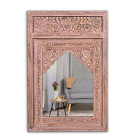 Biso Wooden Mirror Frame (Pink Distress)