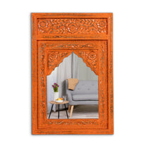 Biso Wooden Mirror Frame (Orange Distress)