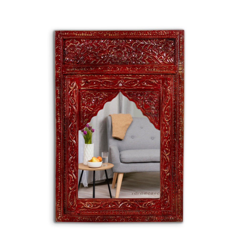 Biso Wooden Mirror Frame (Red Distress)