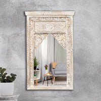 Jharo Wooden Single Arch Mirror Frame (White Distress)