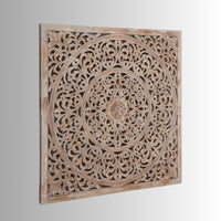 Kare Wooden Carved Rustic Wall Frame (Brown Distress)