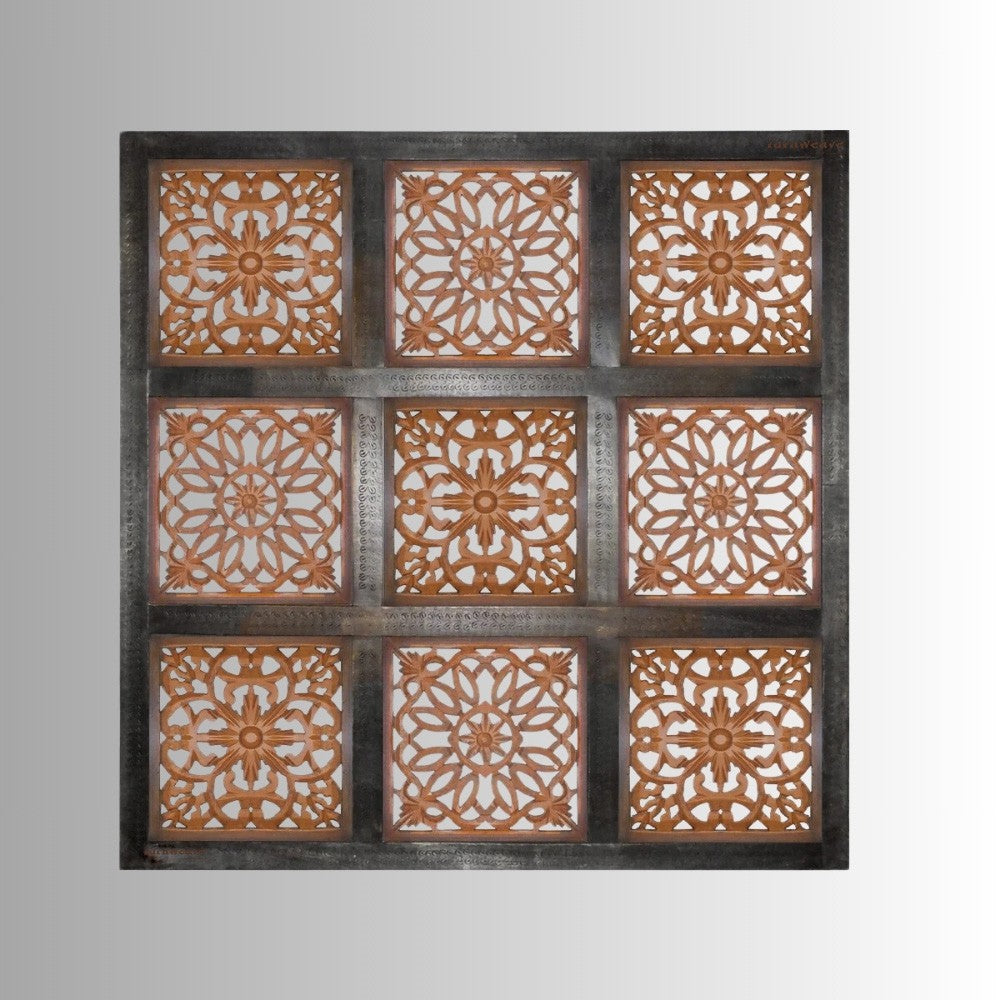 Otium Wooden Carved Wall Frame Panel (Black Distress)