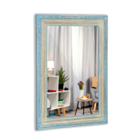 Wetia Wooden Carved Mirror Frame (Light Blue)