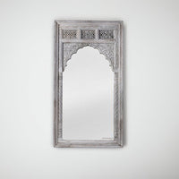 Ketki Wooden Carved Antique Mirror Frame (Antique Grey)