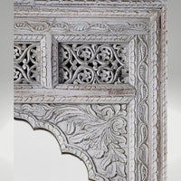 Ketki Wooden Carved Antique Mirror Frame (Antique Grey)