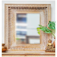 Uuvo Wooden Carved Wall Mirror Frame (White Distress)