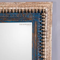 Uuvo Wooden Carved Wall Mirror Frame (White Blue Distress)