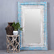 Bia Wooden Carved Mirror Frame (Light Blue Distress)