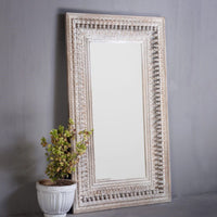 Bia Wooden Carved Mirror Frame (White Distress)