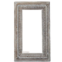 Bia Wooden Carved Mirror Frame (White Antique)