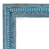 Bia Wooden Carved Mirror Frame (Blue Distress)