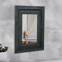 Bia Wooden Carved Mirror Frame (Antique Green)