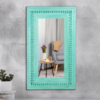 Bia Wooden Carved Mirror Frame (Turquoise)