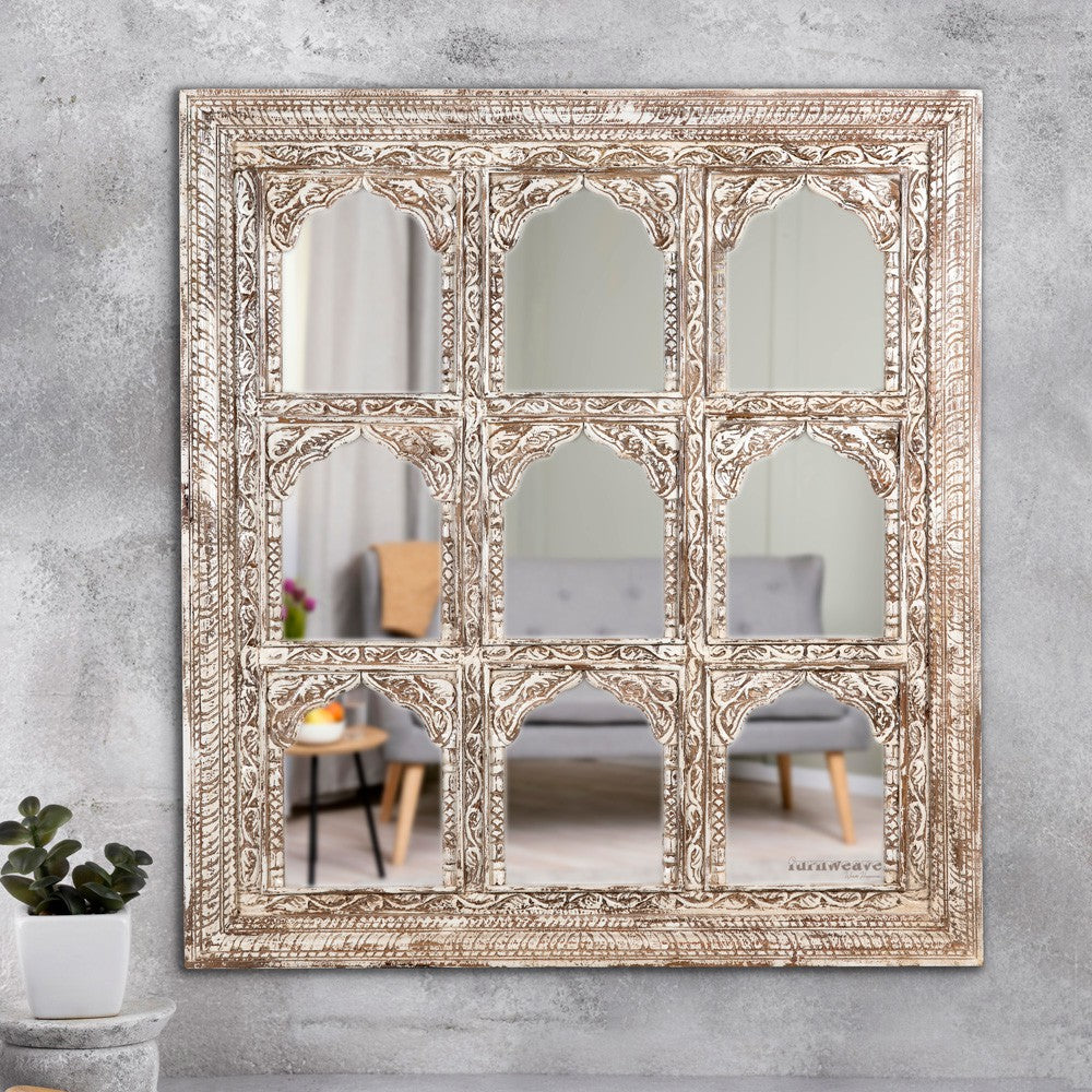 Korka Wooden Carved Mirror Frame (Brown Distress)