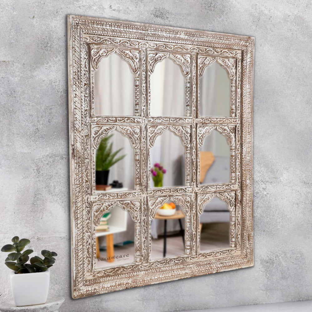 Korka Wooden Carved Mirror Frame (Brown Distress)